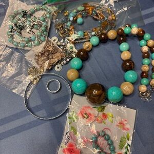 Turquoise and silver toned Jewelry Lot